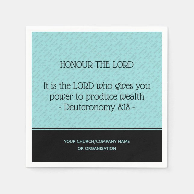 HONOR THE LORD Church Business Personalised Paper Napkin (Front)