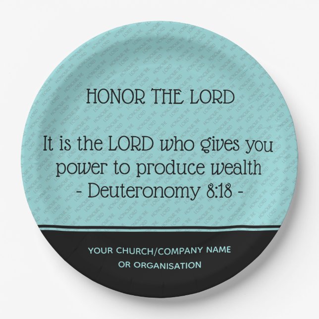 HONOR THE LORD Church Business Personalised Paper Plate (Front)