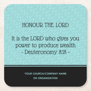HONOR THE LORD Church Business Personalised Square Paper Coaster