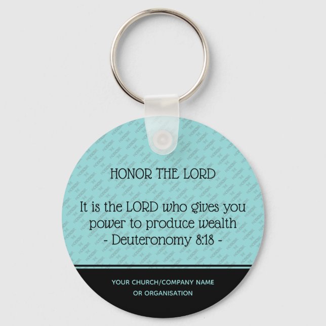 HONOR THE LORD Church Business Personalized Key Ring (Front)