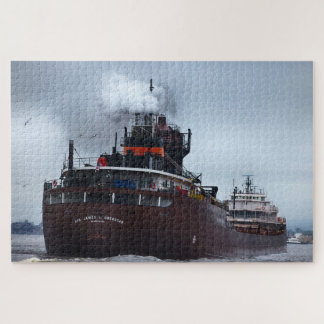 Honorable James L Oberstar Ship on Lake Superior Jigsaw Puzzle
