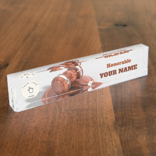 Honorable Judge Gavel Desk Nameplate