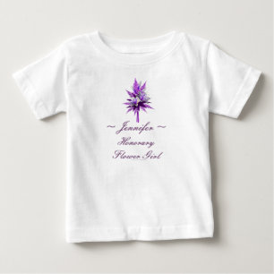 "Honorary Flower Girl w/ Name" Purple Lily Bouque Baby T-Shirt