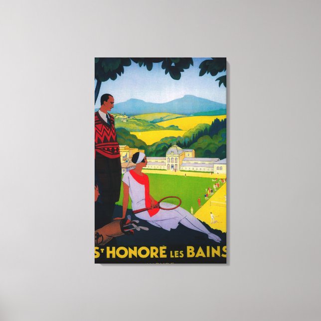Honore Les Bains Vintage PosterEurope Canvas Print (Front)