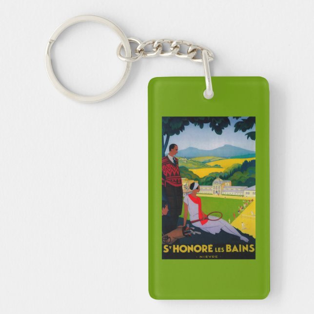 Honore Les Bains Vintage PosterEurope Key Ring (Front)