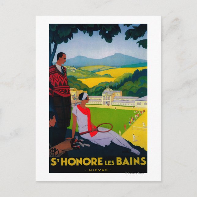 Honore Les Bains Vintage PosterEurope Postcard (Front)