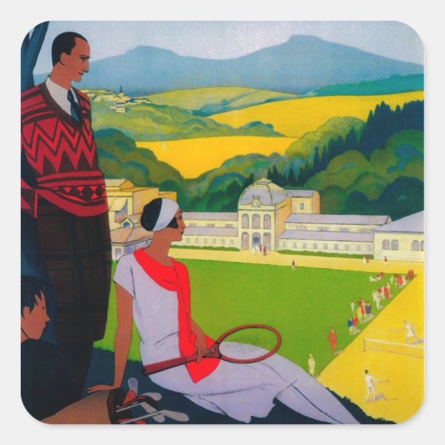 Honore Les Bains Vintage PosterEurope Square Sticker (Front)