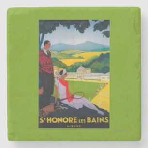 Honore Les Bains Vintage PosterEurope Stone Coaster