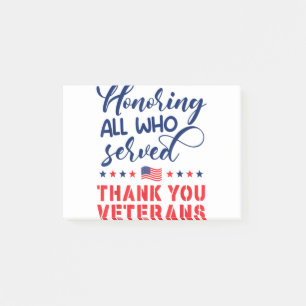 Honoring All Who Served Military Flag Thank You Ve Post-it Notes