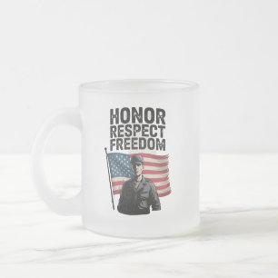 Honoring Heroes Veteran Day Patriotic Design Frosted Glass Coffee Mug