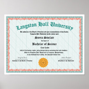 Honors College or University Diploma Replica Poster