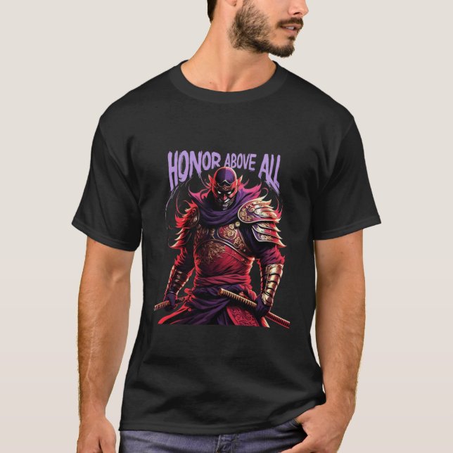 Honour Above All T-Shirt –Anime Samurai Warrior Ar (Front)