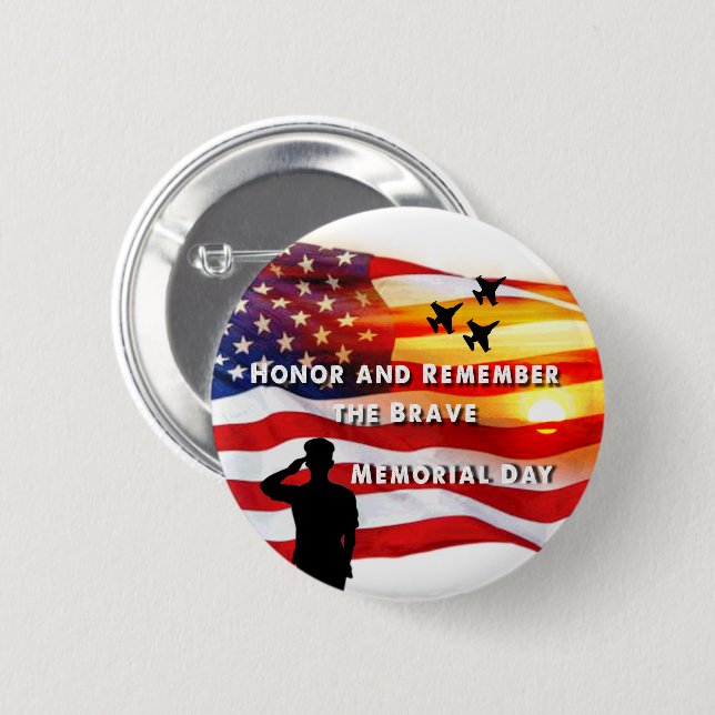 Honour and Remember the Brave 6 Cm Round Badge (Front & Back)