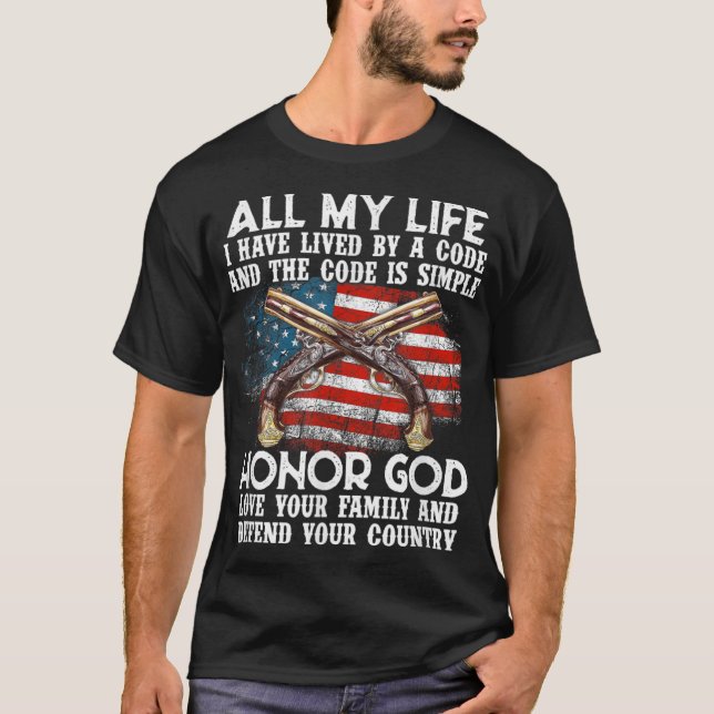 Honour God Love Family Defend Country Military Pol T-Shirt (Front)