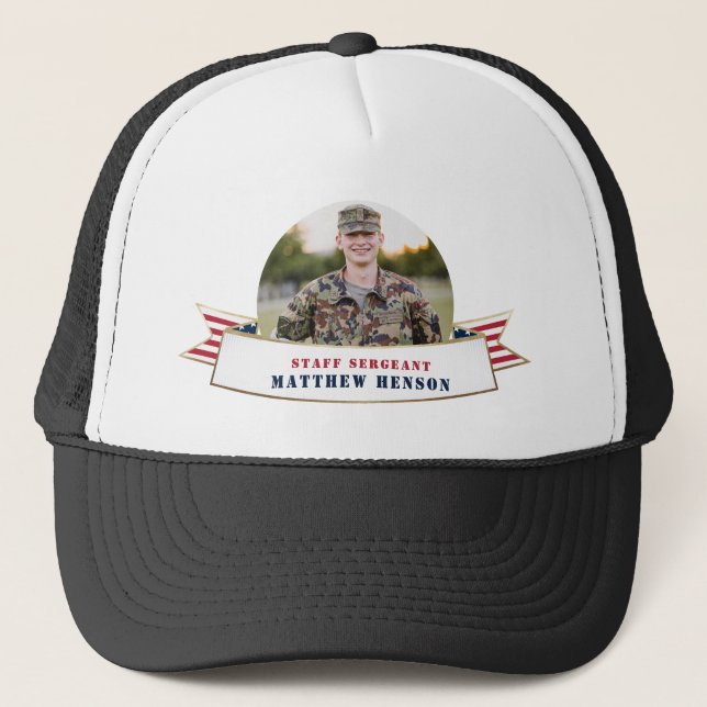 Honour Military Service Photo Trucker Hat (Front)