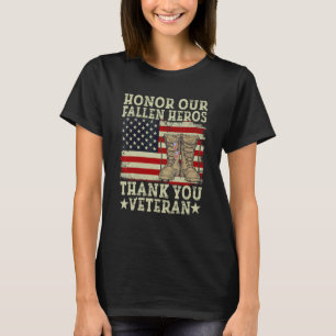 Honour Our Fallen Heros Thank You Veteran Day Memo T-Shirt