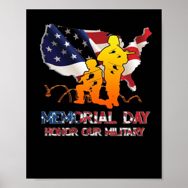 Honour Our Military Soldiers Memorial Day Poster (Front)