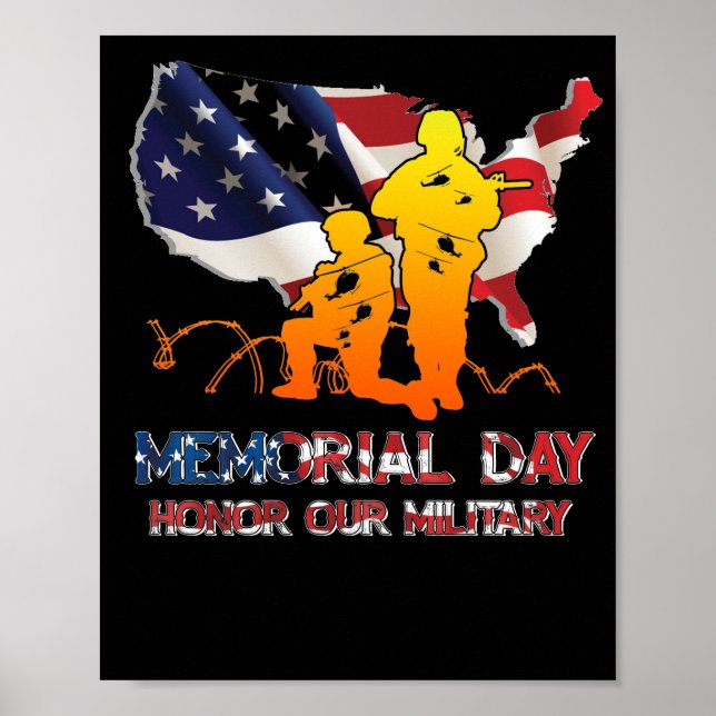 Honour Our Military Soldiers Memorial Day Poster (Front)