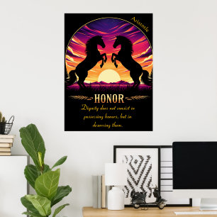 Honour Rears Against Sunset’s Fiery Sky Poster