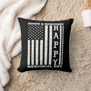 Honour Remember Happy Memorial Day Usa Flag Cushion