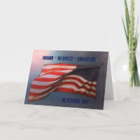 Honour Respect Gratitude - Thank You Veterans Card