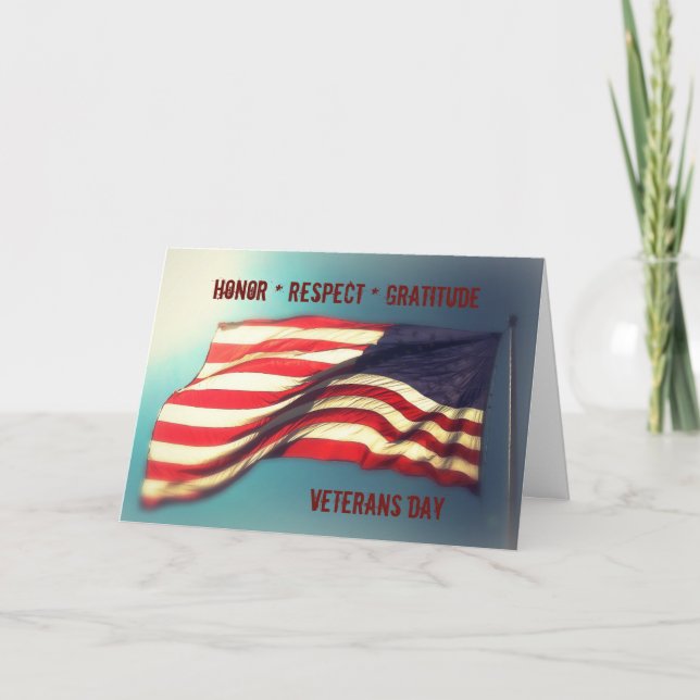 Honour Respect Gratitude - Thank You Veterans Card (Front)