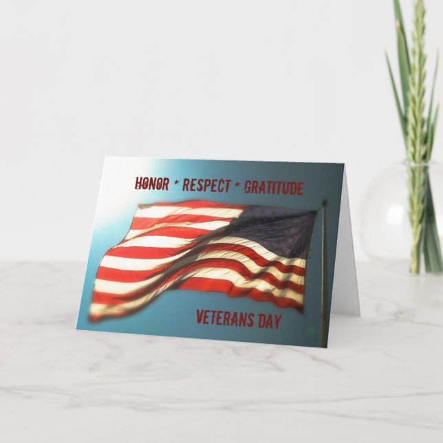 Honour Respect Gratitude - Thank You Veterans Card (Front)