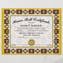 Honour Roll Certificate Kente K17 Earthtone Colour