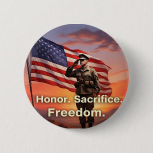 "Honour. Sacrifice. Freedom." US Soldier Flag 6 Cm Round Badge