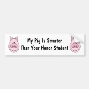 Honour Student Pig Bumper Sticker