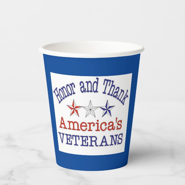 Honour Thank American Veterans Paper Cups (Front)