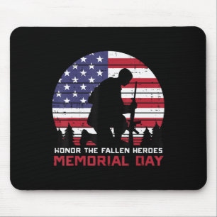 Honour The Fallen Heroes Memorial Day US Flag Men Mouse Mat