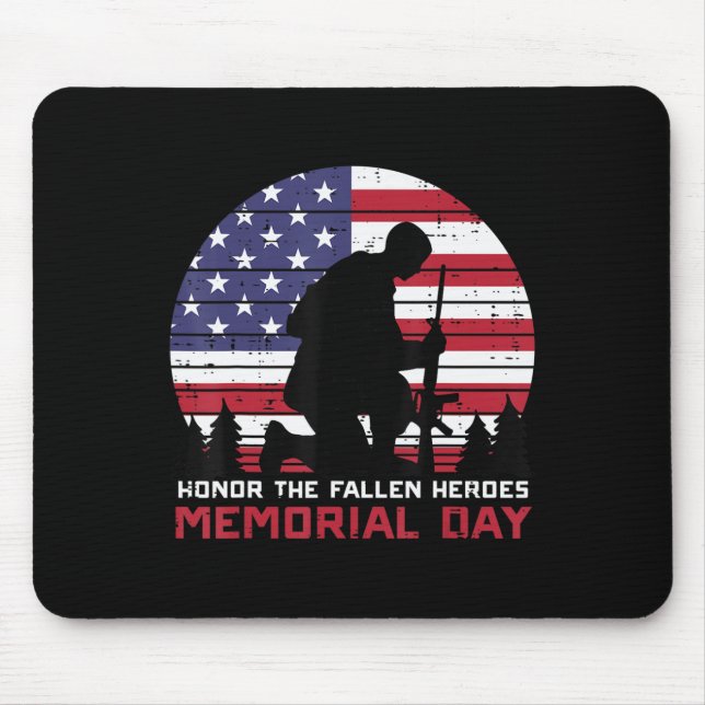 Honour The Fallen Heroes Memorial Day US Flag Men  Mouse Mat (Front)