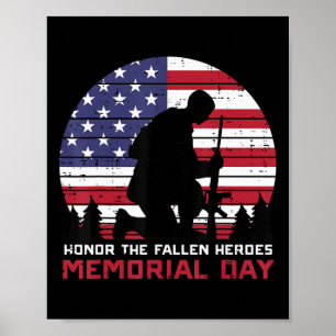 Honour The Fallen Heroes Memorial Day US Flag Men Poster