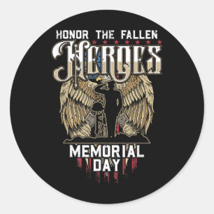 Honour The Fallen Heroes Soldier Memorial Day Classic Round Sticker