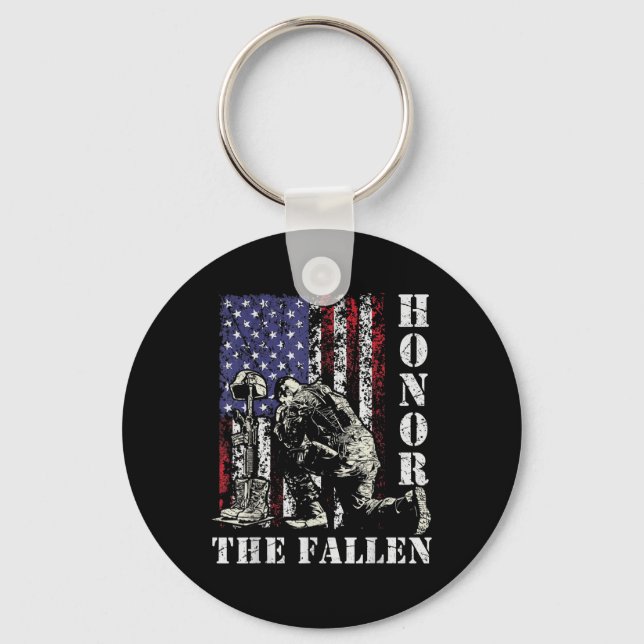 Honour The Fallen Remember Never Forget Memorial Key Ring (Front)