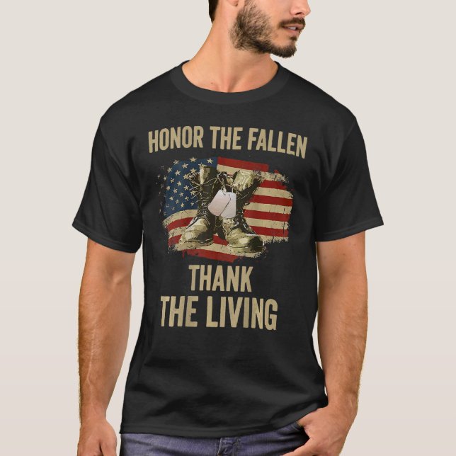 Honour The Fallen Thank The Living Armed Forces Ve T-Shirt (Front)