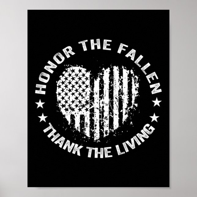 Honour The Fallen Thank The Living Heart Memorial  Poster (Front)