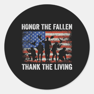 Honour The Fallen Thank The Living Soldiers Memori Classic Round Sticker