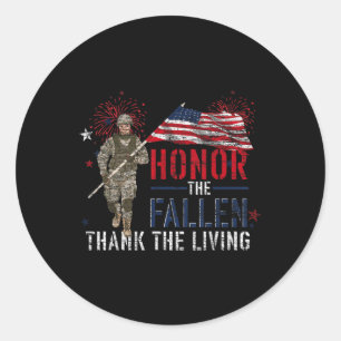 Honour The Fallen Thank The Living Us Flag Classic Round Sticker