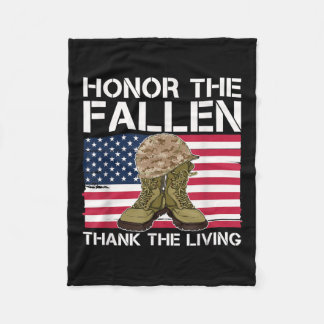 Honour The Fallen Thank The Living Us Flag Fleece Blanket