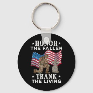 Honour The Fallen Thank The Living Us Flag Key Ring
