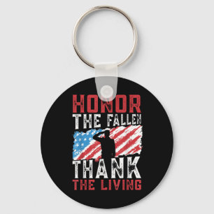 Honour The Fallen Thank The Living Veteran Key Ring