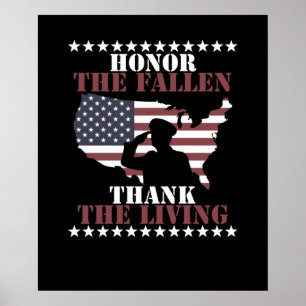 Honour The Fallen Thank The Living Veterans Day Poster