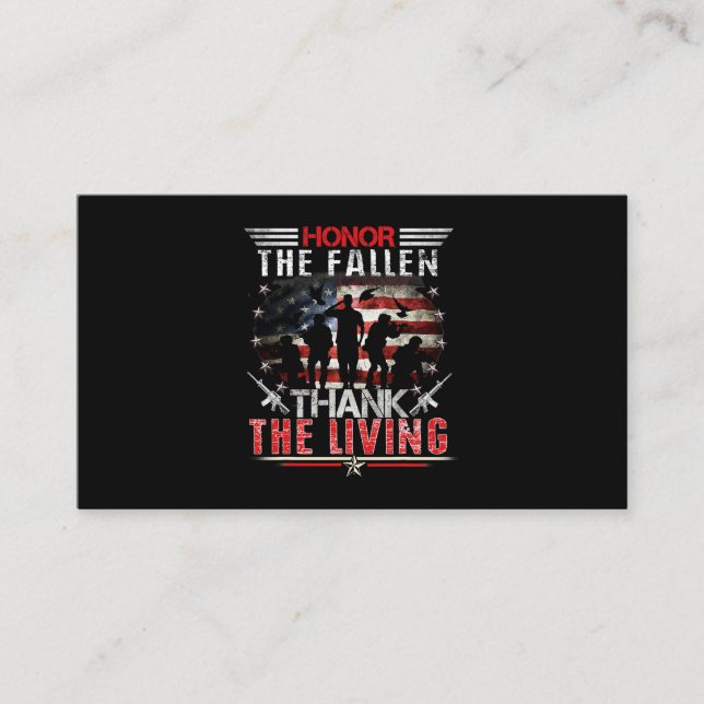 Honour the Fallen Veteran Themed Military Support  Business Card (Front)