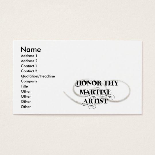 Honour Thy Martial Artist Business Card