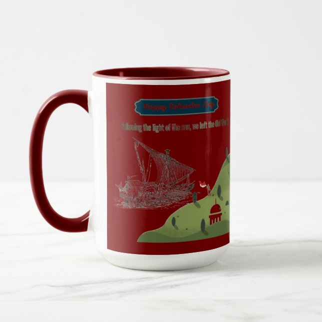 Honour to Columbus maroon Mug (Left)