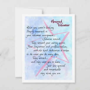 Honour Volunteer Thank You Card