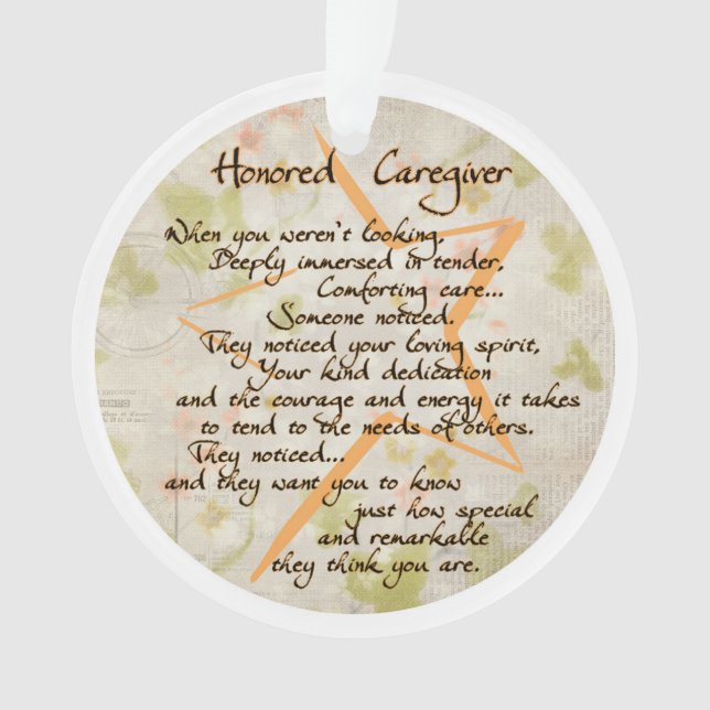 Honoured Caregiver Acrylic Ornament (Front)