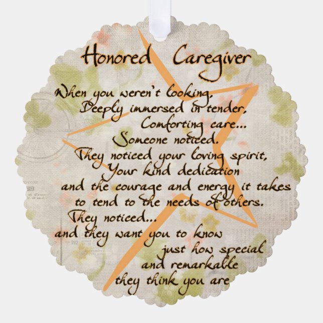 Honoured Caregiver Paper Card Ornament (Front)
